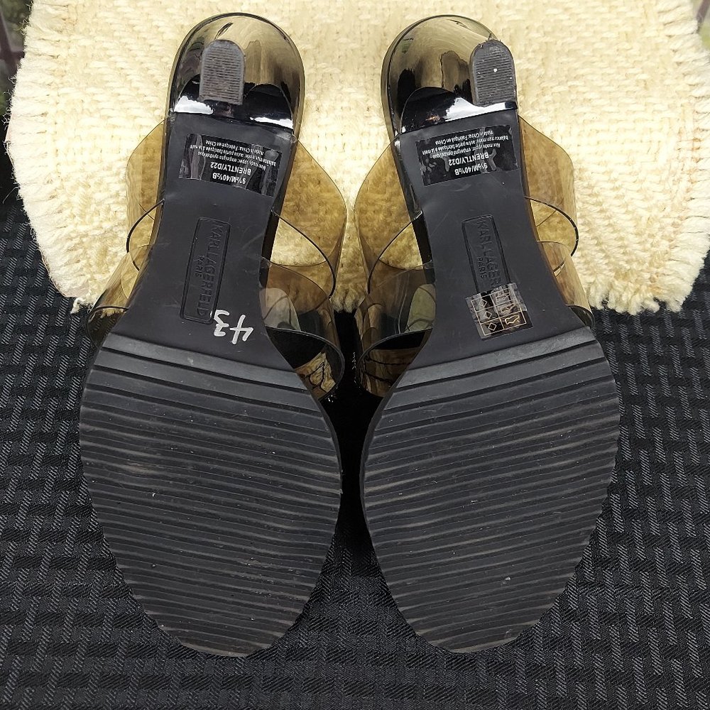 KARL LAGERFELD PARIS BRENTLY 3 BAND HIGH HEEL SLIDE SANDALS (9.5) - Picture 11 of 15